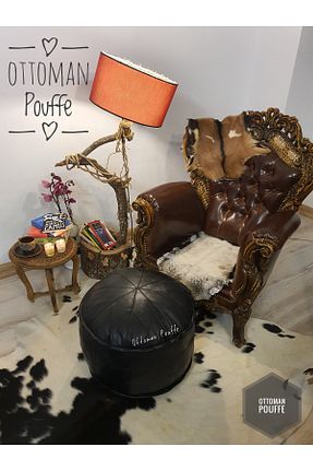 پوف و نیمکت مشکی 60 x 38 Ottoman Pouffe - کد 749623090
