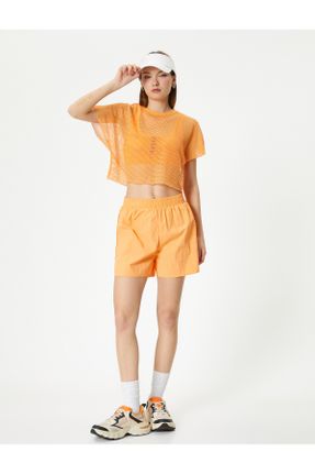 تی شرت نارنجی زنانه رگولار یقه گرد تکی کد 814060055