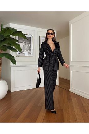 ست بالاتنه و پائین تنه مشکی زنانه بافتنی 1Moda1Tarz - کد 823331798