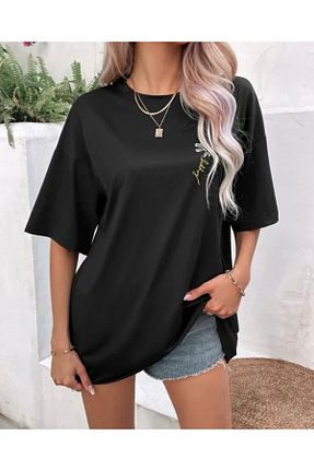 تیشرت سایز بزرگ مشکی زنانه سایز بزرگ AMOR FACE - کد 823536518