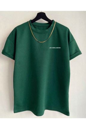 تی شرت سبز زنانه اورسایز یقه گرد پنبه - پلی استر کد 823544936
