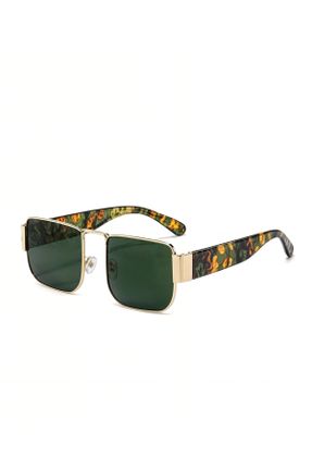 عینک آفتابی سبز زنانه 55 UV400 فلزی مات مستطیل کد 340811536