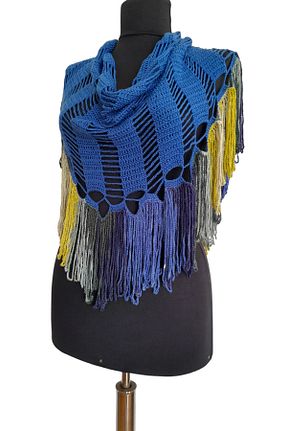 شال رنگی زنانه پنبه ای bi ters bi düz - کد 823537280