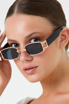عینک آفتابی مشکی مردانه 46 UV400 فلزی سایه روشن مستطیل کد 664256717