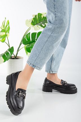 کفش لوفر مشکی زنانه چرم خالص derim shoes - کد 778427820
