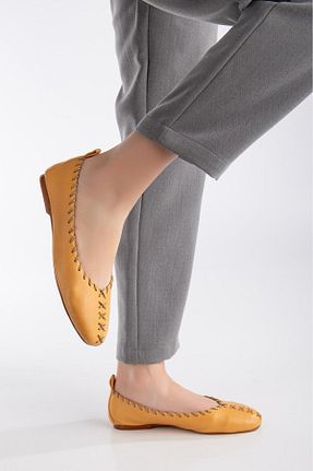 بابت زرد زنانه چرم خالص derim shoes - کد 823604177