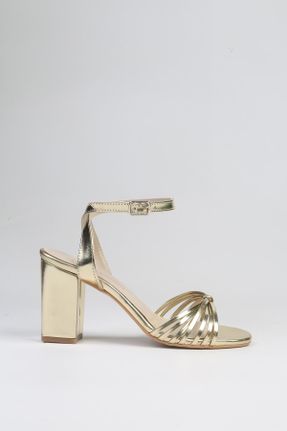 کفش پاشنه بلند کلاسیک طلائی زنانه پاشنه ضخیم پاشنه کوتاه ( 4 - 1 cm ) کد 823616646