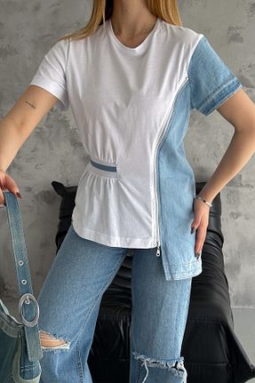 تیشرت سفید زنانه رگولار FEMELLE - کد 823676595