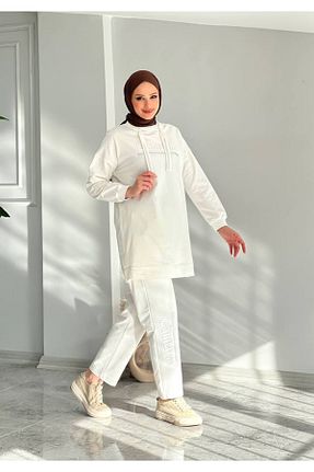 ست گرمکن ورزشی سفید زنانه رگولار کد 823375132