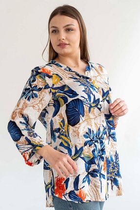 بلوز سایز بزرگ آبی زنانه Gömlek citycenterfashion - کد 823738137