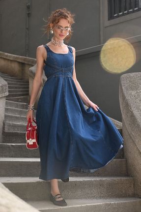 لباس آبی زنانه بافتنی fehika - کد 824050049