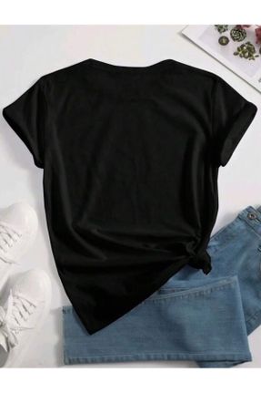 تی شرت مشکی زنانه یقه گرد رگولار تکی بیسیک کد 824050043