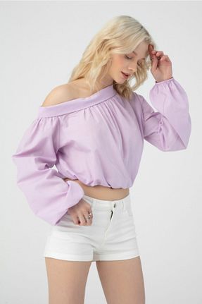 بلوز بنفش زنانه ساده BERFUĞ KIRAN - کد 113365575