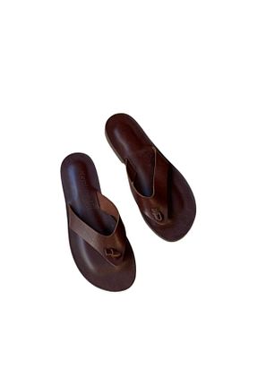 دمپائی قهوه ای زنانه چرم خالص DaphneSandals - کد 115669597