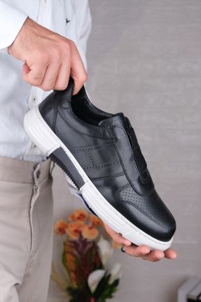 کفش کژوال مشکی مردانه چرم طبیعی پاشنه کوتاه ( 4 - 1 cm ) پاشنه ساده کد 823424466