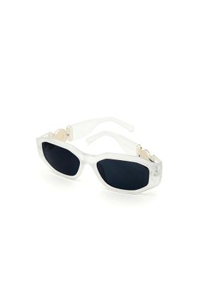 عینک آفتابی سفید زنانه 53 UV400 آستات سایه روشن هندسی کد 789056632