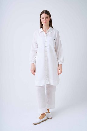 ست بالاتنه و پائین تنه حجاب سفید زنانه اورسایز Niliwi - کد 823902109