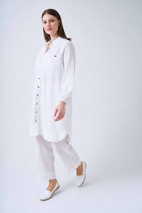 ست بالاتنه و پائین تنه حجاب سفید زنانه اورسایز Niliwi - کد 823902109