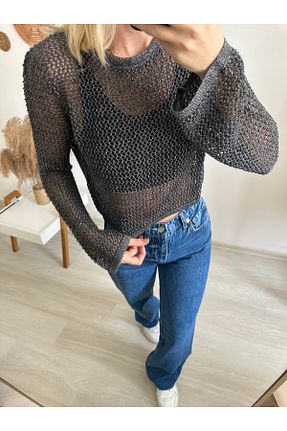 پلیور طوسی زنانه کراپ AG - کد 824023876