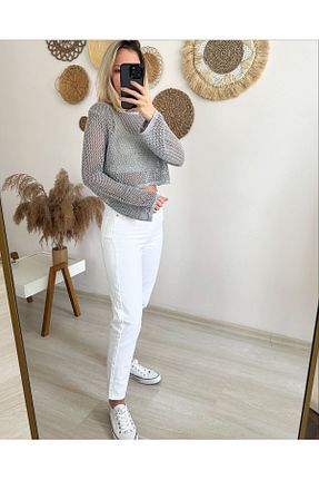 پلیور طوسی زنانه کراپ AG - کد 824024282