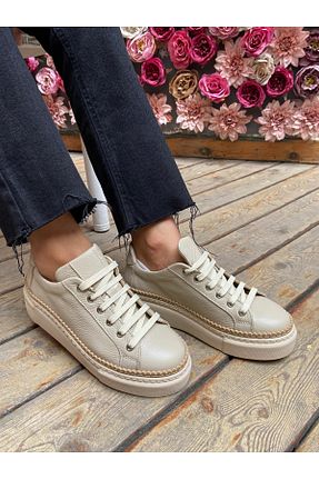 کفش اسنیکر بژ زنانه چرم اصل eliz - کد 775162881