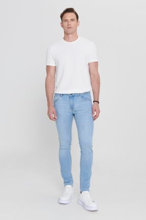 شلوار جین آبی مردانه پاچه تنگ پنبه - پلی استر - الاستن اسلیم کد 382804496