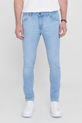 شلوار جین آبی مردانه پاچه تنگ پنبه - پلی استر - الاستن اسلیم کد 382804496