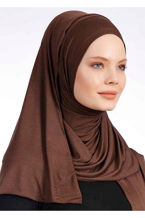 روسری قهوه ای ساده Ecardin - کد 823681983