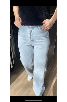 شلوار جین آبی زنانه پاچه گشاد SUDEBUTİK - کد 823717065