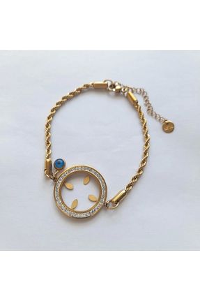 دستبند استیل (فولاد) طلائی زنانه استیل (فولاد) nilüfer takı tasarım - کد 747043057