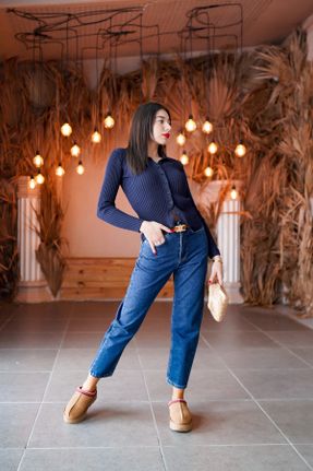 شلوار جین آبی زنانه فاق بلند جین استاندارد کد 824318942
