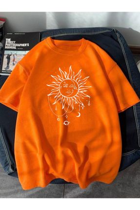 تی شرت نارنجی مردانه اورسایز کد 824157185