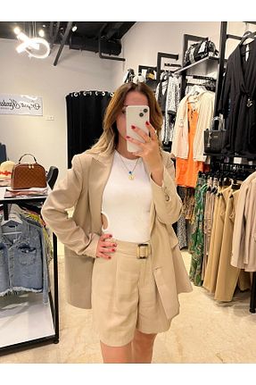 شلوارک و برمودا طوسی زنانه پارچه ŞEYMA KANDEMİR - کد 800423927