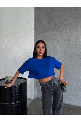 بلوز آبی زنانه ساده Genel Markalar - کد 824188081