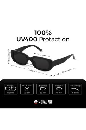 عینک آفتابی مشکی زنانه 53 UV400 مات مستطیل کد 115916856