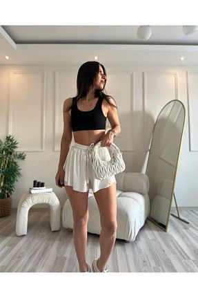 شلوارک و برمودا سفید زنانه فاق بلند butiközkan - کد 824411673