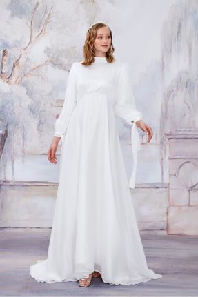 لباس مجلسی سفید زنانه یقه اسکی کد 824370017