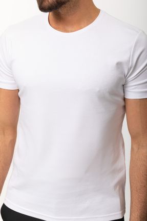 تی شرت سفید مردانه ویسکون اسلیم فیت یقه گرد بیسیک کد 686996776