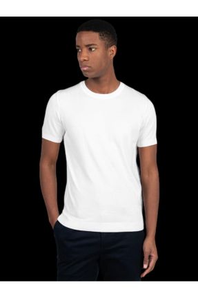 تی شرت سفید مردانه اسلیم فیت یقه گرد پنبه (نخی) تکی پوشاک ورزشی کد 824507961