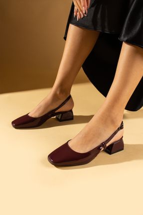 کفش پاشنه بلند کلاسیک زرشکی زنانه پاشنه کوتاه ( 4 - 1 cm ) پاشنه ضخیم کد 824538314