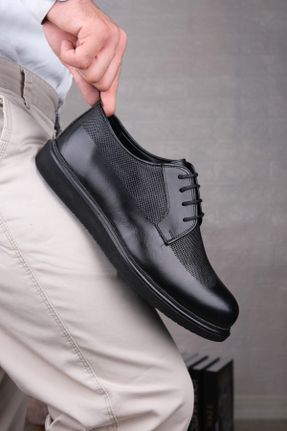 کفش آکسفورد مشکی مردانه چرم طبیعی پاشنه کوتاه ( 4 - 1 cm ) کد 824564603
