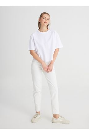 تی شرت سفید زنانه رگولار یقه گرد کد 819646903
