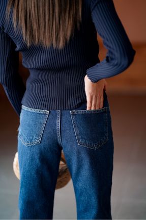 شلوار جین آبی زنانه فاق بلند جین استاندارد کد 824318942