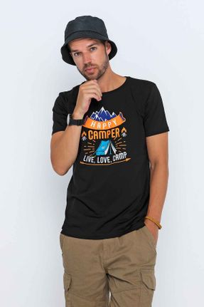 تی شرت مشکی مردانه رگولار پنبه - پلی استر کد 138680816