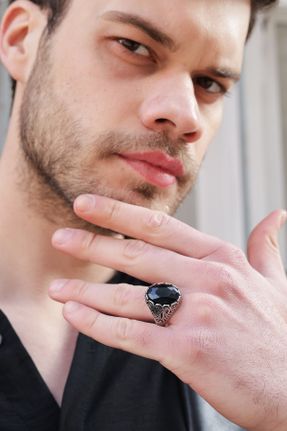 انگشتر جواهر مشکی مردانه پوشش زاماک کد 824210335