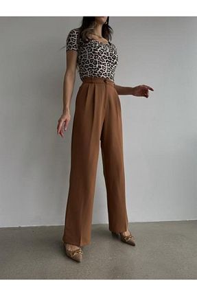شلوار قهوه ای زنانه پنبه - پلی استر - الاستین DELİ DOLU MODA - کد 824217865