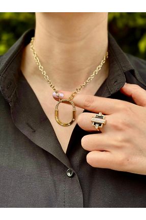 گردنبند استیل ( فولاد ) طلائی زنانه استیل (فولاد) VİOLET ACCESSORİES - کد 824227584