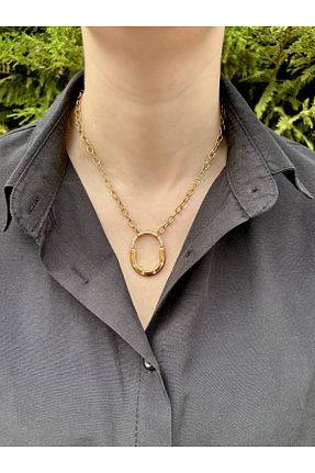 گردنبند استیل ( فولاد ) طلائی زنانه استیل (فولاد) VİOLET ACCESSORİES - کد 824227584