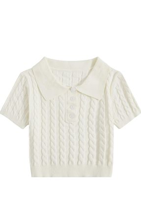 پلیور سفید زنانه ساده youknitwear you - کد 783363040