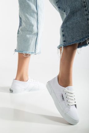کفش کژوال سفید زنانه پارچه نساجی پاشنه کوتاه ( 4 - 1 cm ) پاشنه ساده کد 824425860